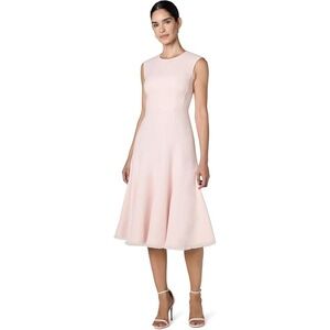 Eliza J Women's Cap Sleeve High Neck Fit & Flare Midi Dress Blush Pink - Size 8